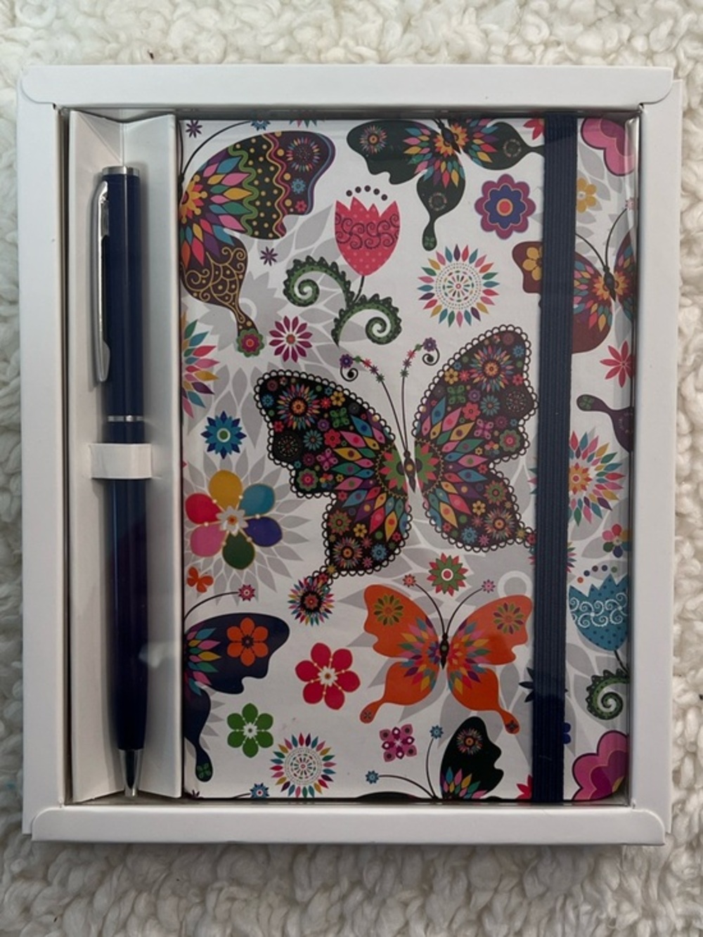 Colorful Butterfly Hardcover Lined Page Journal + Pen Set